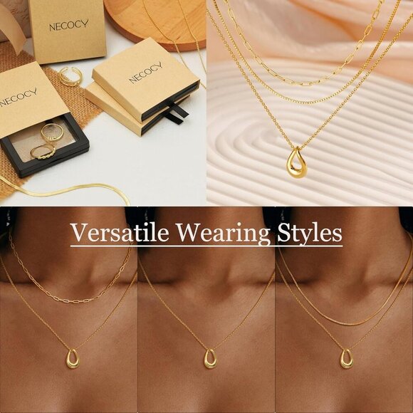 Christmas gift gold Style 04 plated layered necklaces women dainty choker set - Picture 3 of 7